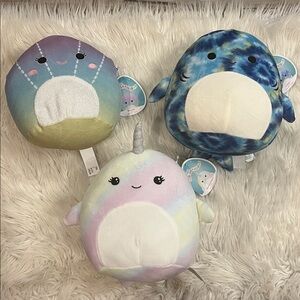 Squishmallows NWT lot of 3 ocean life shark, seashell, narwhal all 9-10”